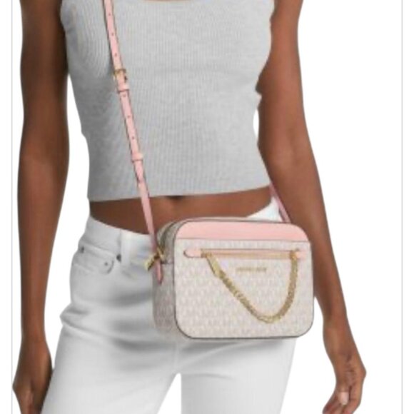MICHAEL KORS - Jet Set Large East West Zip Chain Crossbody Powder Blush Multi - Picture 5 of 5